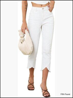 High Waisted Stretchy Cropped Skinny Jeans with Pockets